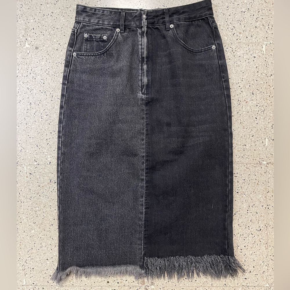 Zara Black Denim Two Tone Skirt
